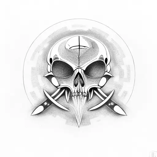 Alien Skull Pierced By A Sword