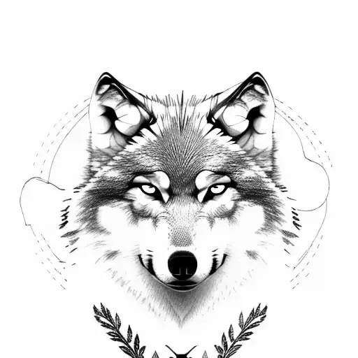 Wolf On Mountain Looking At Noon Through Trees