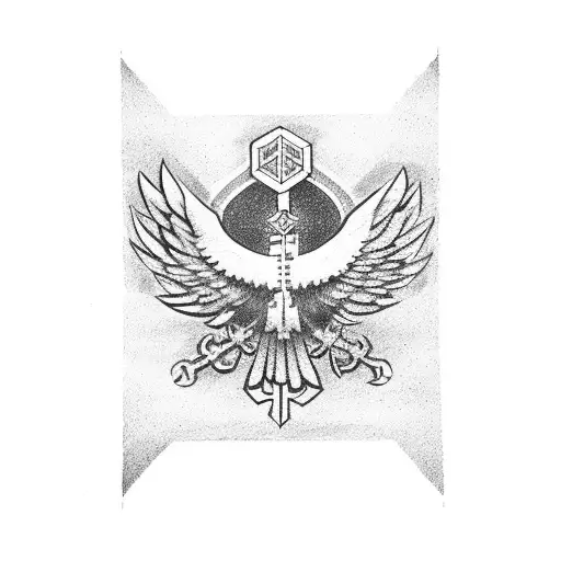 Iron German Cross With Flying Eagle