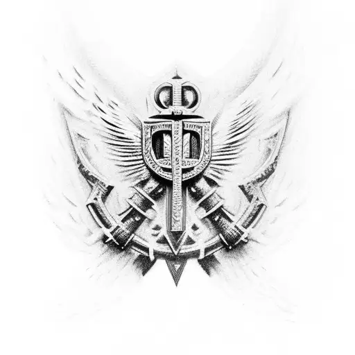 Iron German Knight Cross With Flying Eagle