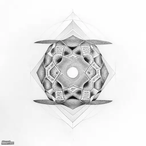 An Optical Illusion In Vasarely 'S Style Black And Shaded Blue