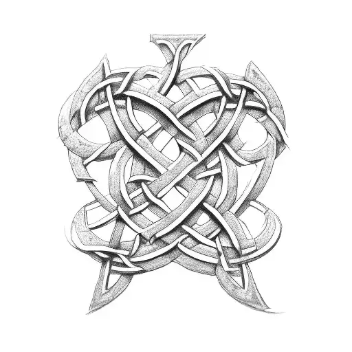 Masculibe Initials A And J In Celtic Font Inside Of A Tribal Trinity Knot