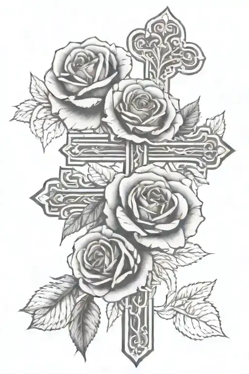 Roses With The Cross Of Jesus Christ That Says Amelia