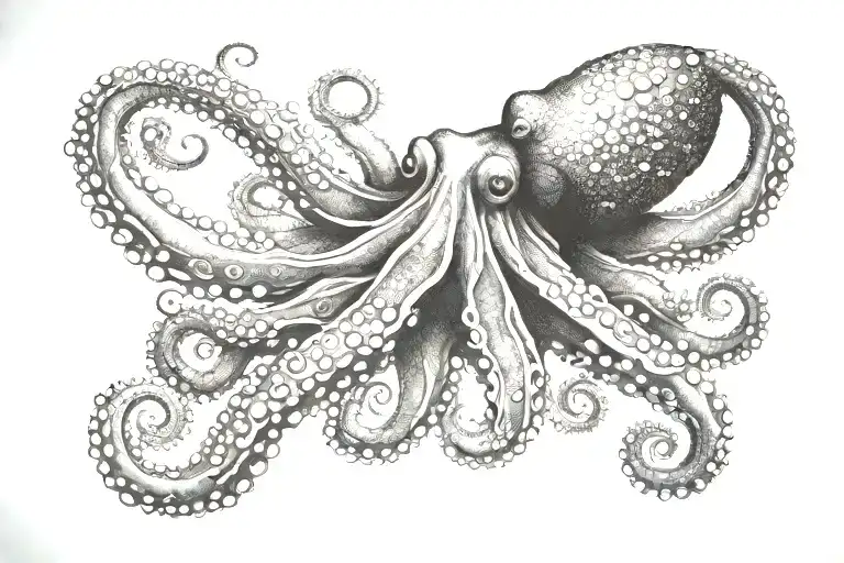 Nautical Map Style Octopus