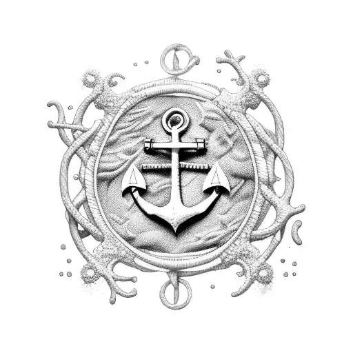 Anchor In The Middle Of A Coral At The Bottom Of The Sea