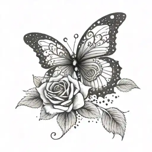 Rose Butterfly Heart Shape