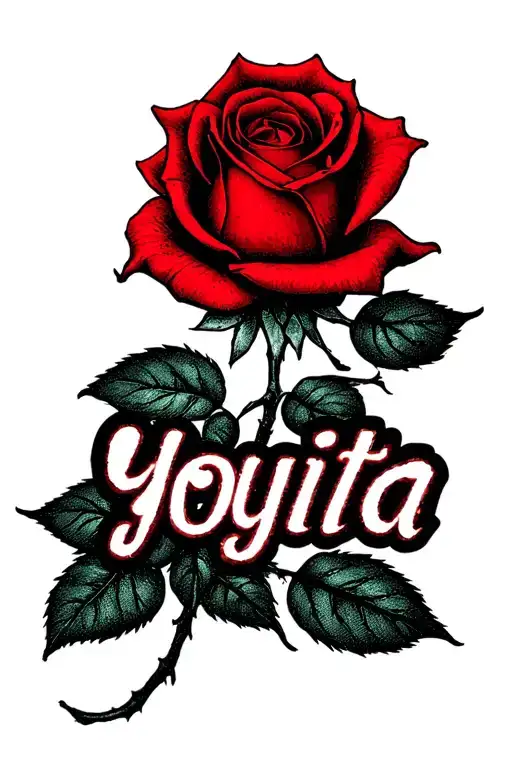 Red Rose With The Word Yoyita