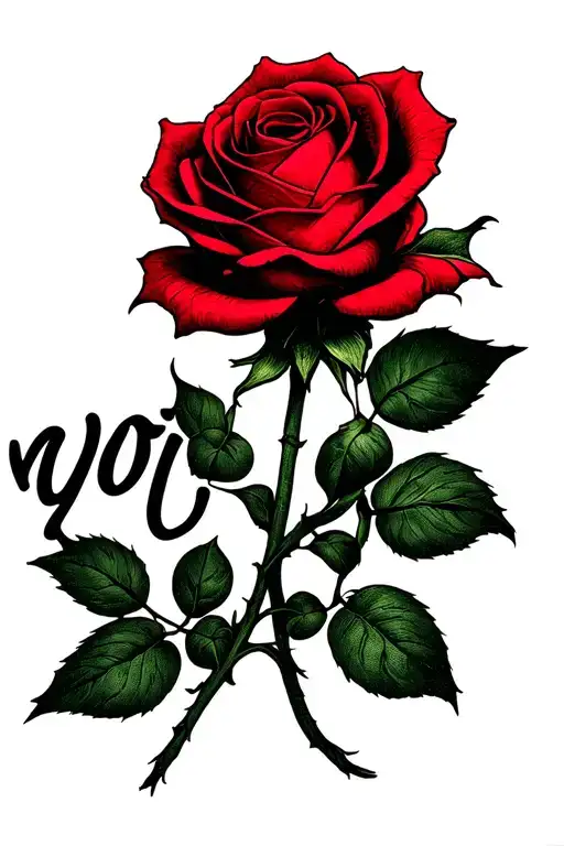 Red Rose With The Word Yoyita