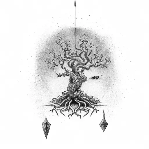 Fullsize Yggdrasil And Odin Pierced With A Spear Tonthe Tree
