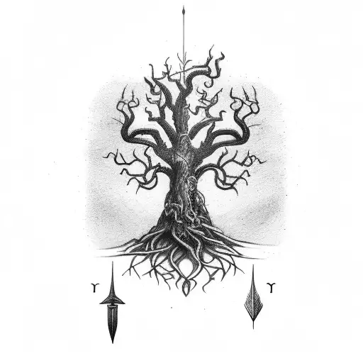 Fullsize Yggdrasil And Odin Pierced With A Spear Tonthe Tree