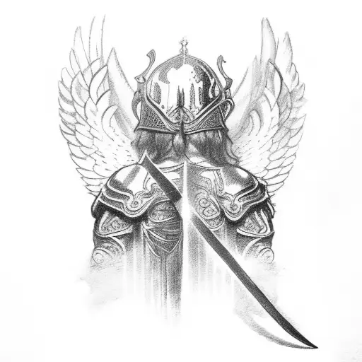 An Angelic Figure Wielding A Sword In A School Setting