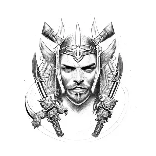 A Fierce Barbarian Warrior Riding A Customized Harley Davidson