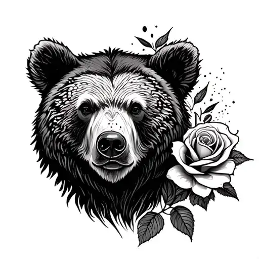 Wild Bear And A Rose