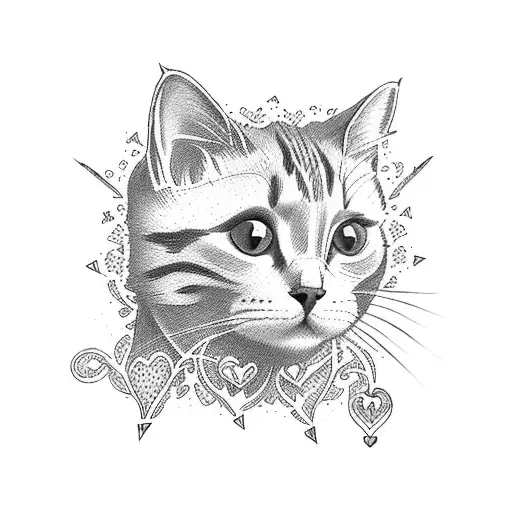 Cat And Heart Sticker