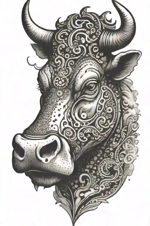 A Bull Blowing Smoke Out Of His Nose And In The Smoke It Says Taurus