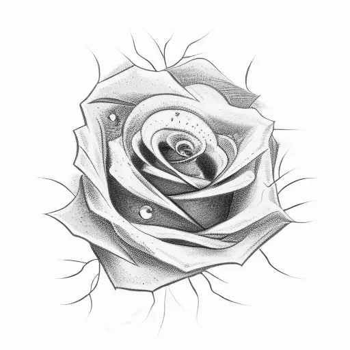 A Minimalist Tattoo Design Of A Rose Growing Out Of Ashes