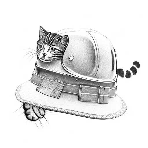 A Construction Worker With A Cat Hard Hat
