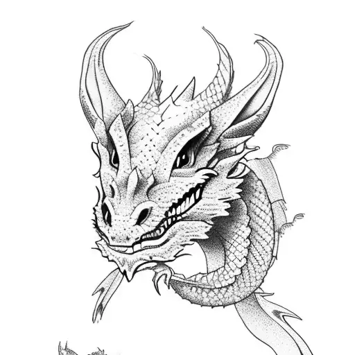 Dragon With Rabbit And Roses