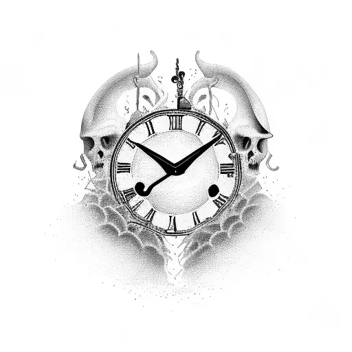 Grim Reaper With Clock And Script That Says Time Waits For No Man