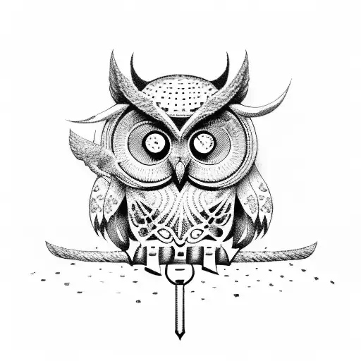 Owl With Hammer And Dolphin