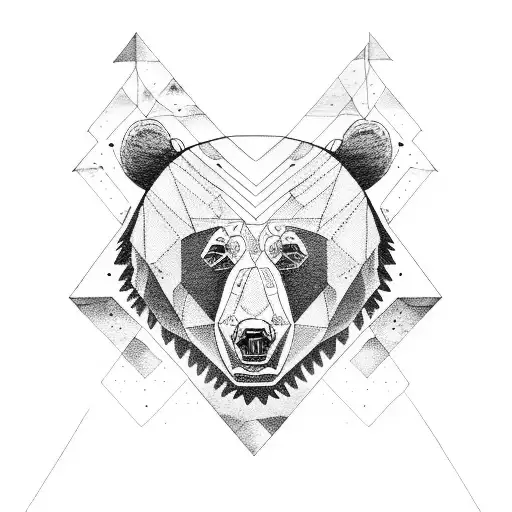 Bear With Mountains And Ravens