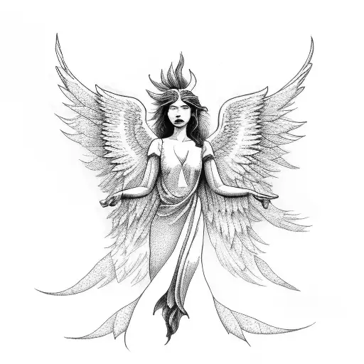 Angel With Phoenix In Hand