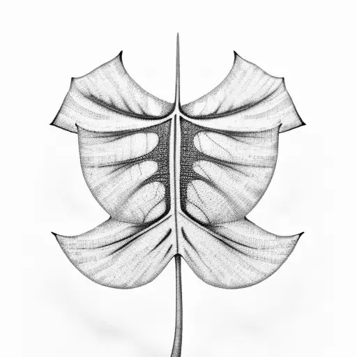Single Line Drawing Of A Monstera Leaf With The Holes Being All The Shapes Of The Hawaiian Islands