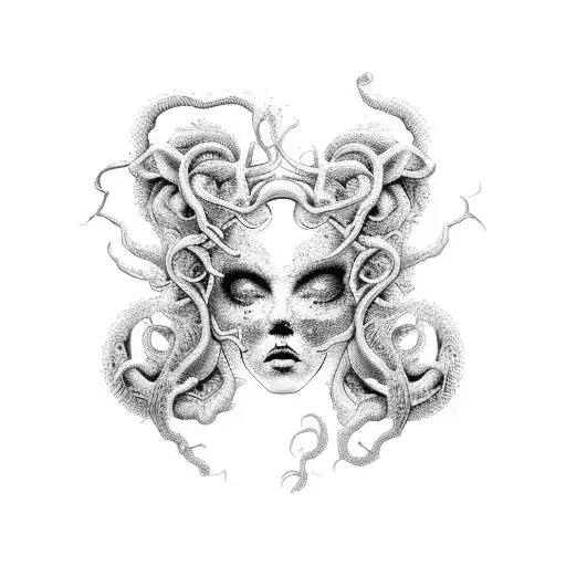A Haunting Dotwork Tattoo Inspired By Medusa