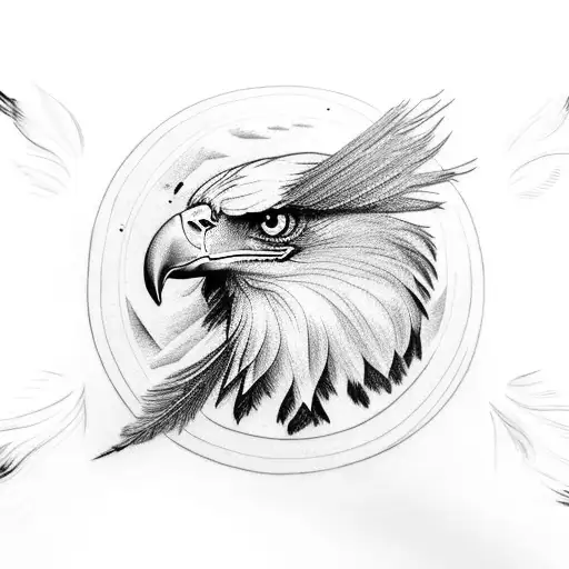 Eagle With Reflection Of Earth In Its Eye And Feathers Flying Away From Its Head