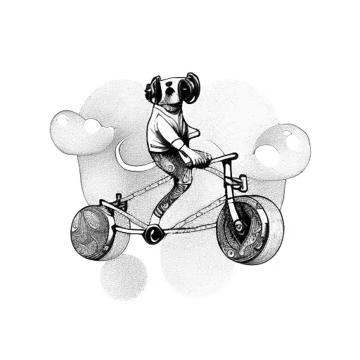 A Skateboard With Music Production Equipment As The Wheels And A Dog Riding It