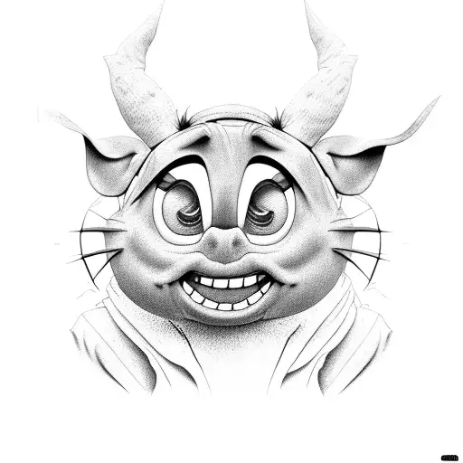 Stich Animation Sitting On The Car's Hood