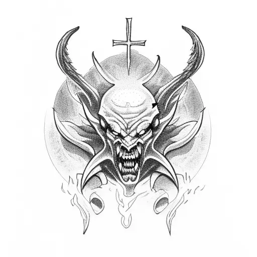 Demon Burning A Cross