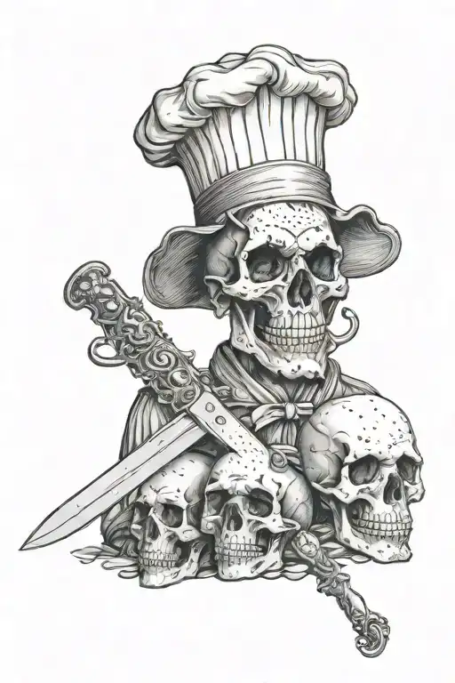 Chef Knife And Skull