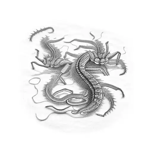Creepy Centipede Tattoo Stencil