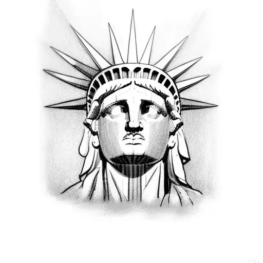 Statue Of Liberty With Red Line On Eyes