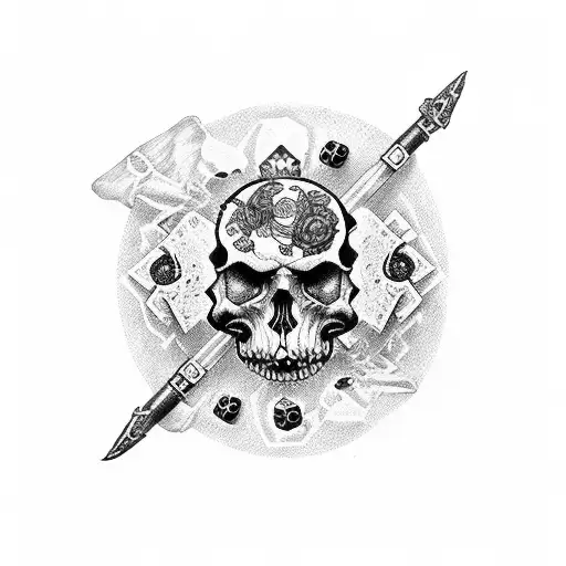 Dice With Skulls And Guns And Roses