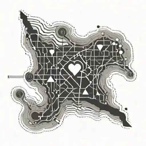 Minimalist Tattoo Of A Marathon Route Map With A Heart Marking The Finish Line