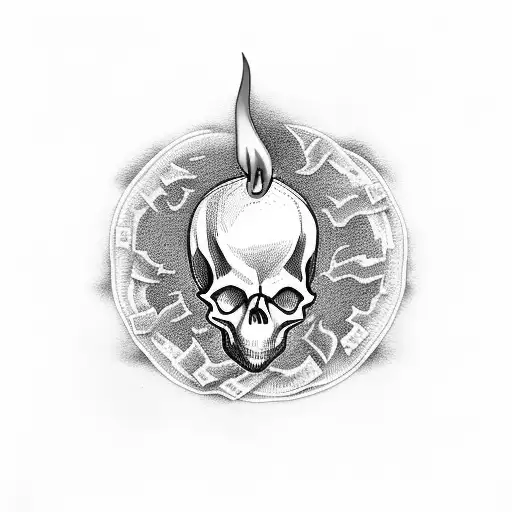 Skull Hand With Money In Flames