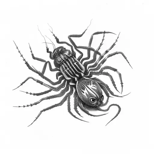 Red Spider Lilly Wrapped In Black Centipedes