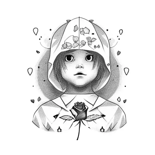 A Child With A Rose On His Face