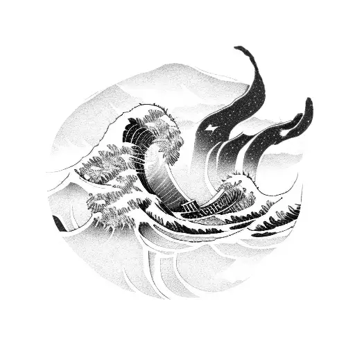 Electric Guitar With The Great Wave Off Kanagawa Inside The Body