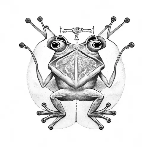 Create A Tattoo Of A Coqui Frog Wearing A Greek Laurel Wreath