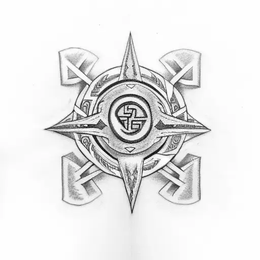 Create A Tattoo Of A Puerto Rican Taino Symbol Intertwined With Greek Mythology Symbols