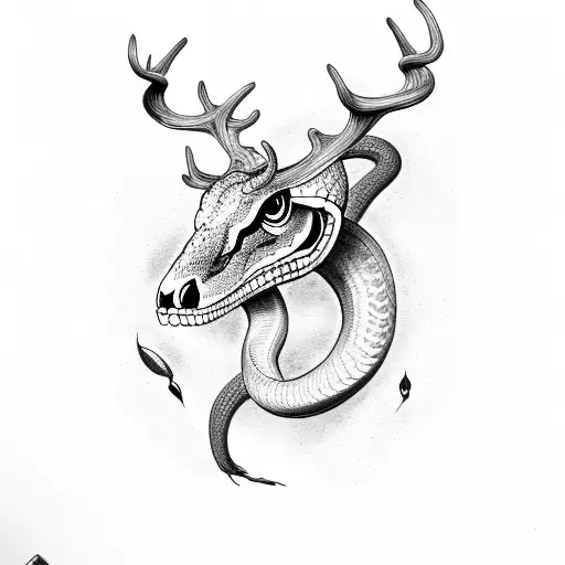 Snake With Deer Half Skull