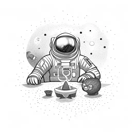 An Astronaut Sitting By A Campfire On A Distant Planet