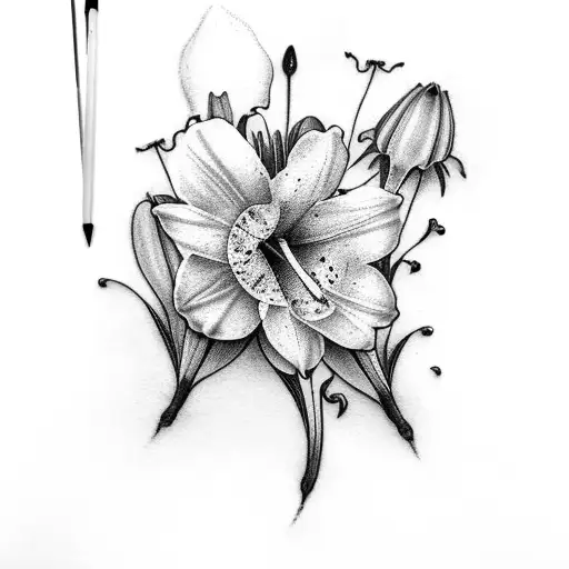 Papilio Palinurus With Lily Of The Valley Flower And Daffodils