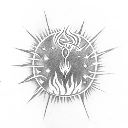 Small Flame With The Symbol For Venus Inside It