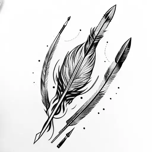 Arrow With Diamond Tip And Feather Tail