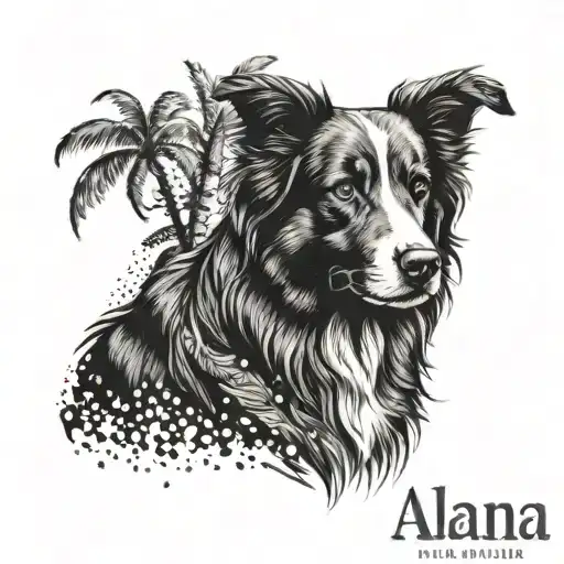 Palm Tree Australian Shepherd Alana Name Written