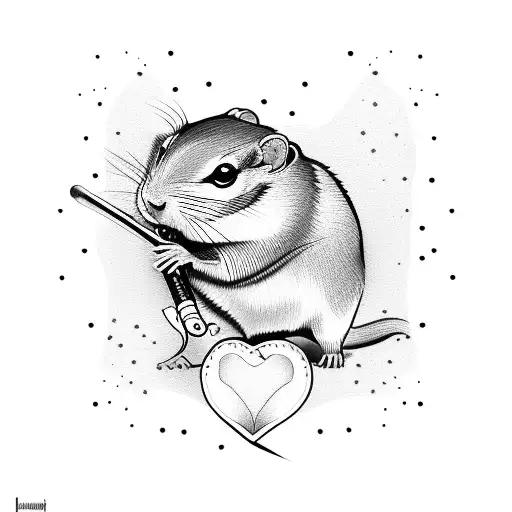 A Gerbil That Has A Heart Tattoo In Which It Says I Love Milfs